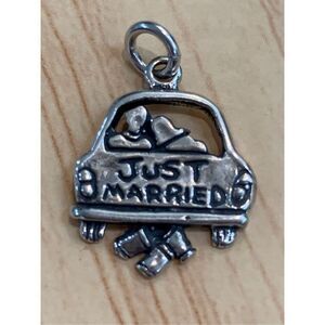 .925 Just Married Car Sterling Silver Jewelry Charm